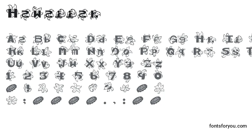 A fonte Hawaiiah – alfabeto, números, caracteres especiais