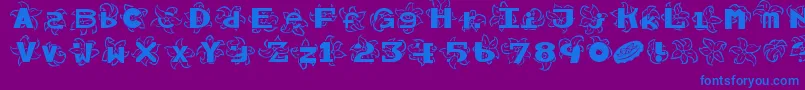 Hawaiiah-Schriftart – Blaue Schriften auf violettem Hintergrund