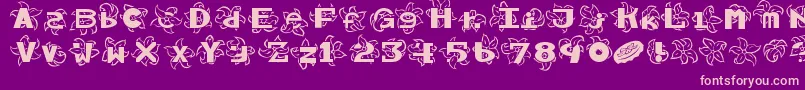 Hawaiiah-Schriftart – Rosa Schriften auf violettem Hintergrund