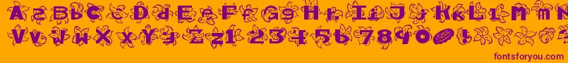 Hawaiiah-Schriftart – Violette Schriften auf orangefarbenem Hintergrund