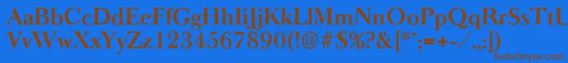 フォントBaskeroldantiqueBold – 茶色の文字が青い背景にあります。