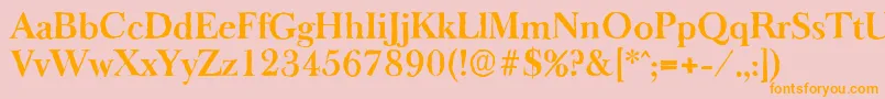 フォントBaskeroldantiqueBold – オレンジの文字がピンクの背景にあります。