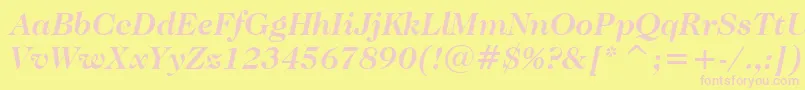 CaslonNo.224BoldItalicBt-fontti – vaaleanpunaiset fontit keltaisella taustalla