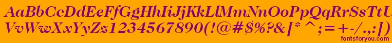CaslonNo.224BoldItalicBt-fontti – violetit fontit oranssilla taustalla