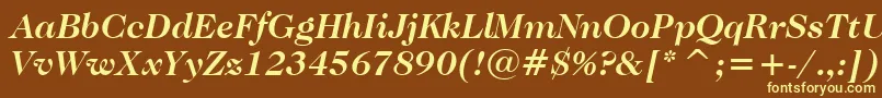 CaslonNo.224BoldItalicBt-Schriftart – Gelbe Schriften auf braunem Hintergrund