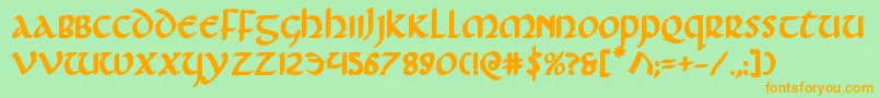 Foucaultbold-Schriftart – Orangefarbene Schriften auf grünem Hintergrund