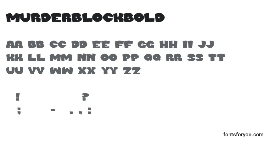 Schriftart MurderblockBold – Alphabet, Zahlen, spezielle Symbole