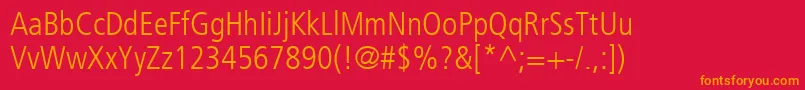 FrutigerLt47LightCondensed Font – Orange Fonts on Red Background