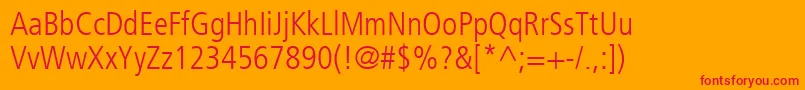 FrutigerLt47LightCondensed Font – Red Fonts on Orange Background