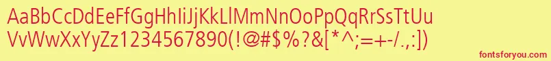 FrutigerLt47LightCondensed Font – Red Fonts on Yellow Background