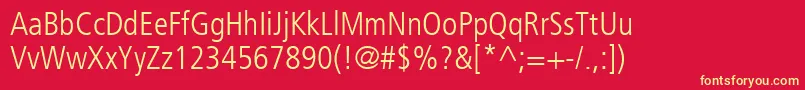 FrutigerLt47LightCondensed Font – Yellow Fonts on Red Background