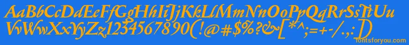 SerapionBolditalic Font – Orange Fonts on Blue Background