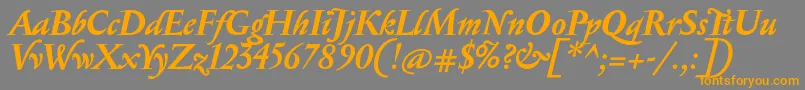 フォントSerapionBolditalic – オレンジの文字は灰色の背景にあります。