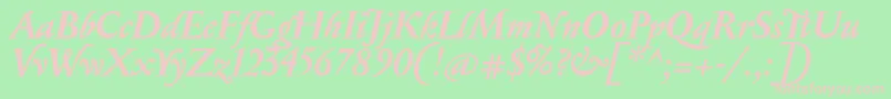 SerapionBolditalic Font – Pink Fonts on Green Background