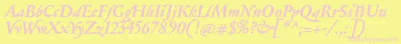 SerapionBolditalic Font – Pink Fonts on Yellow Background