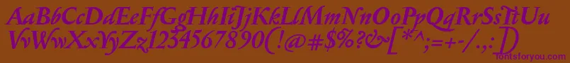 SerapionBolditalic Font – Purple Fonts on Brown Background