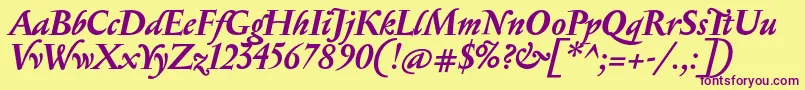SerapionBolditalic Font – Purple Fonts on Yellow Background