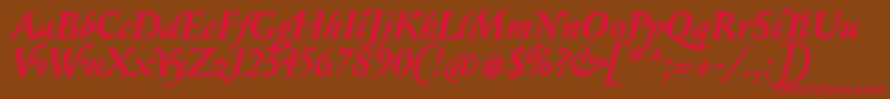 SerapionBolditalic-Schriftart – Rote Schriften auf braunem Hintergrund