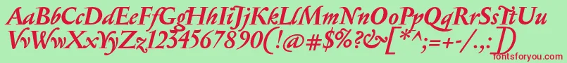 SerapionBolditalic Font – Red Fonts on Green Background