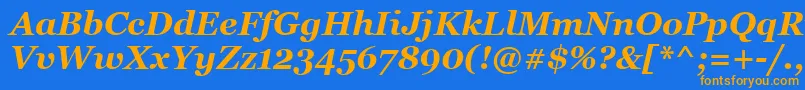 MsReferenceSerifРџРѕР»СѓР¶РёСЂРЅС‹Р№РљСѓСЂСЃРёРІ-Schriftart – Orangefarbene Schriften auf blauem Hintergrund