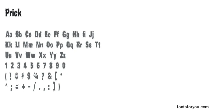 Prickフォント–アルファベット、数字、特殊文字