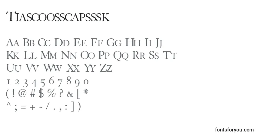 Шрифт Tiascoosscapsssk – алфавит, цифры, специальные символы