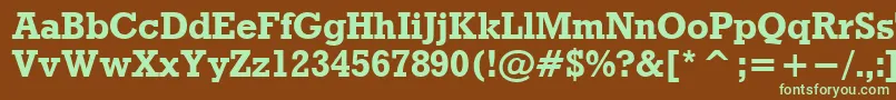 フォントRdoB – 緑色の文字が茶色の背景にあります。