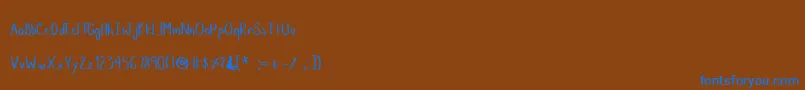 MemosHand Font – Blue Fonts on Brown Background