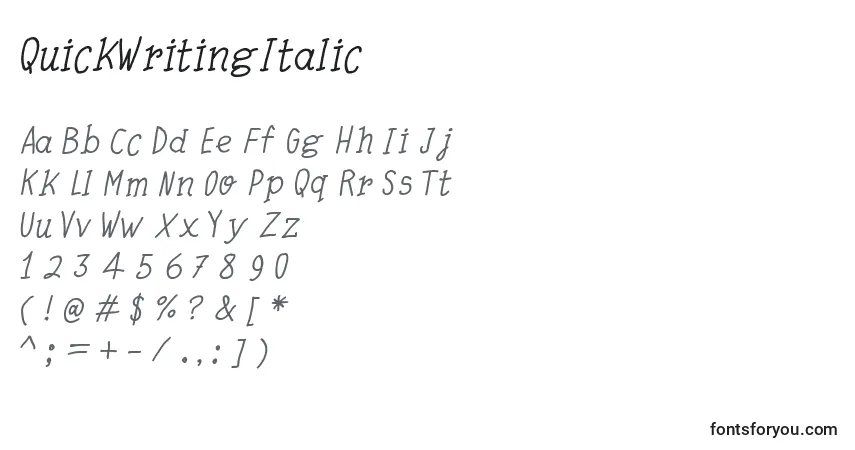 QuickWritingItalic Font – alphabet, numbers, special characters