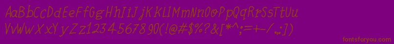QuickWritingItalic Font – Brown Fonts on Purple Background
