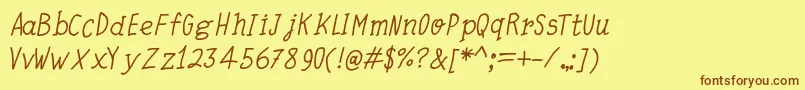 QuickWritingItalic Font – Brown Fonts on Yellow Background