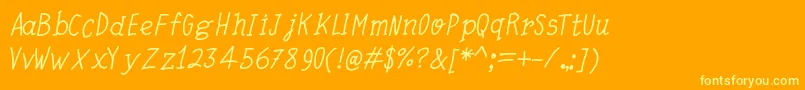 QuickWritingItalic-Schriftart – Gelbe Schriften auf orangefarbenem Hintergrund