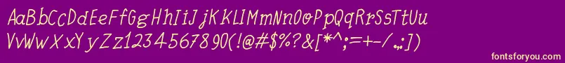 QuickWritingItalic Font – Yellow Fonts on Purple Background