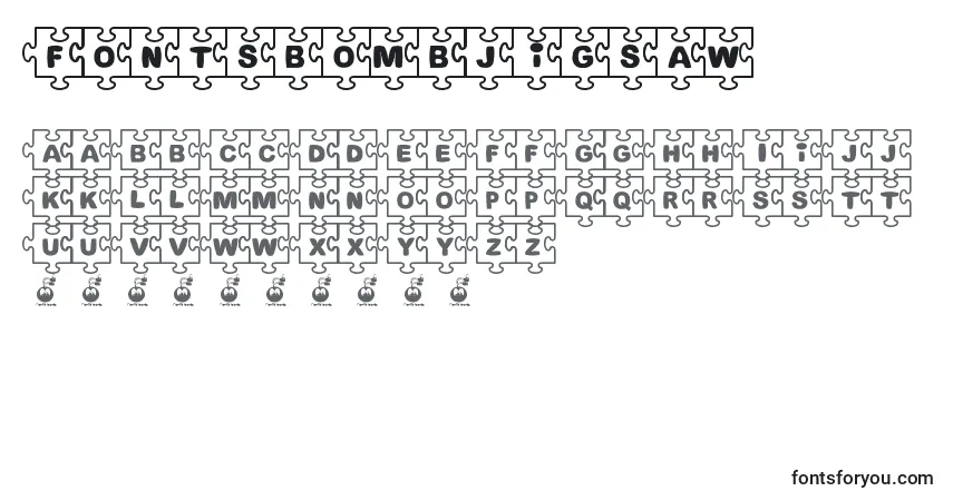 A fonte FontsBombJigsaw – alfabeto, números, caracteres especiais