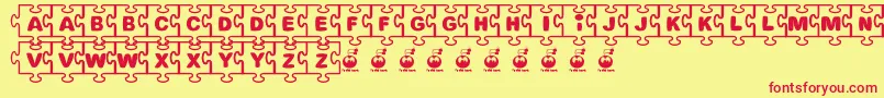 FontsBombJigsaw Font – Red Fonts on Yellow Background