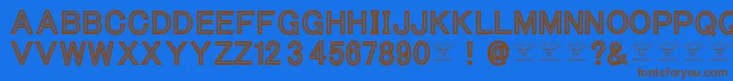 Fonte ThacoolkidzBlack – fontes marrons em um fundo azul