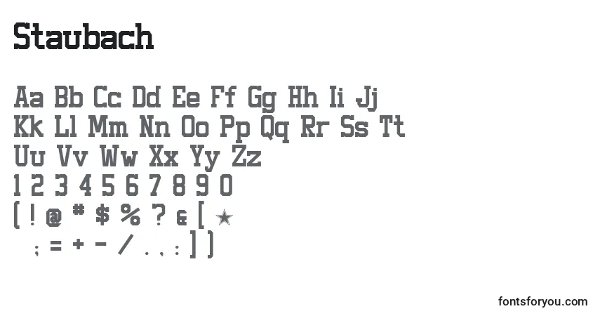 Staubach-fontti – aakkoset, numerot, erikoismerkit