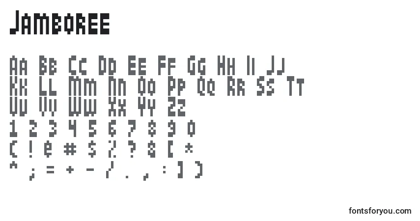 Czcionka Jamboree – alfabet, cyfry, specjalne znaki