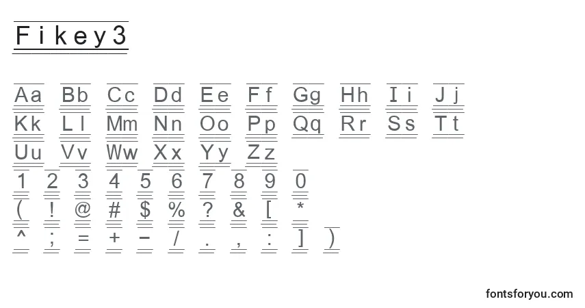 Czcionka Fikey3 – alfabet, cyfry, specjalne znaki