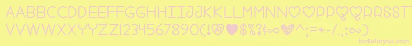 フォントFoolForLove – ピンクのフォント、黄色の背景