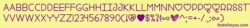 FoolForLove Font – Purple Fonts on Yellow Background