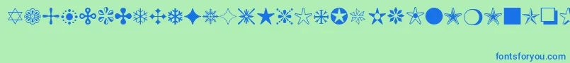 MonotypeSorts Font – Blue Fonts on Green Background