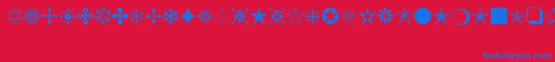 MonotypeSorts Font – Blue Fonts on Red Background