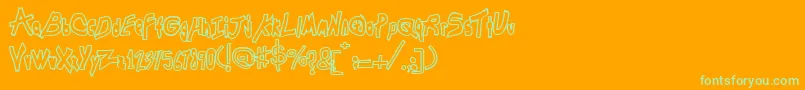 ChunkmuffinHollow-Schriftart – Grüne Schriften auf orangefarbenem Hintergrund