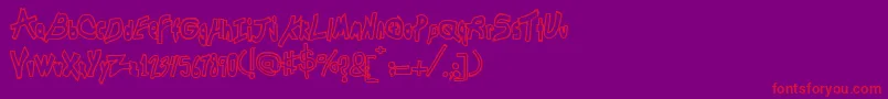 ChunkmuffinHollowフォントについての詳細 フォントChunkmuffinHollow – 紫の背景に赤い文字