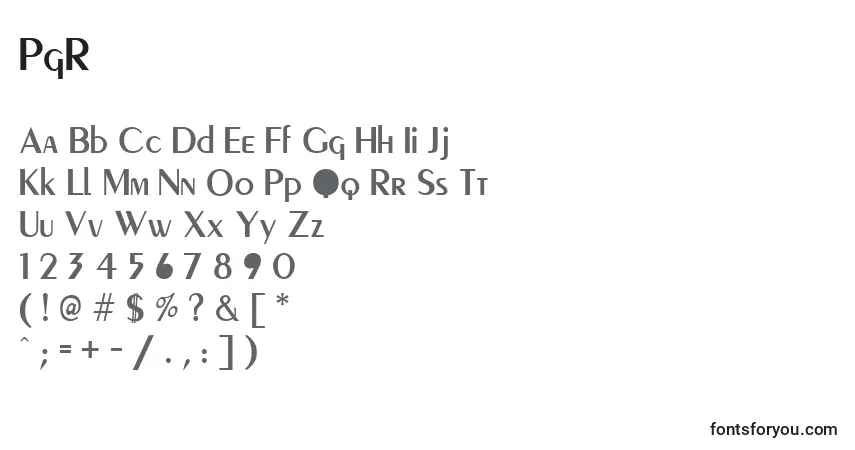 Schriftart PgR – Alphabet, Zahlen, spezielle Symbole