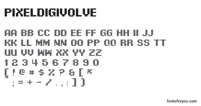 PixelDigivolve Font – alphabet, numbers, special characters