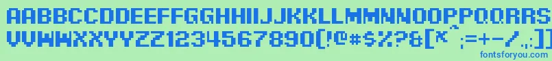 PixelDigivolve-Schriftart – Blaue Schriften auf grünem Hintergrund