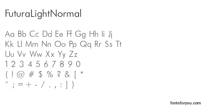 A fonte FuturaLightNormal – alfabeto, números, caracteres especiais