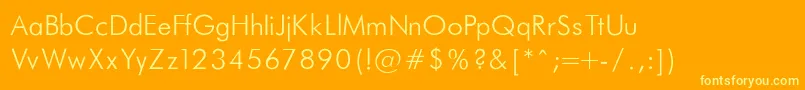 FuturaLightNormal-Schriftart – Gelbe Schriften auf orangefarbenem Hintergrund